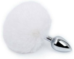 Buttplug Met Konijnenstaart - Bunny Buttplug - Buttplug met Staart - Anale Plug - Metalen Buttplug - Seksspeeltjes Voor Koppels - Voor Mannen - Voor Vrouwen - Zilver - WIT