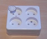 Opbouw Wandcontactdoos - Plieger - 4-voudig stopcontact - Vierkant Wit