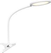 LED Klemlamp - Aigi Arona - 7W - Natuurlijk Wit 4000K - Rond - Mat Wit - Kunststof - BES LED