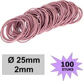 Fako Fashion® - Haarelastiekjes - Ø 25mm - 2mm Dik - 100 Stuks - Roze