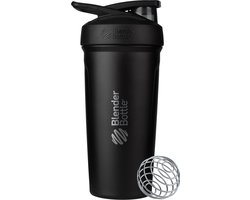 BlenderBottle BlenderBottle Strada Insulated Staal ZWART. 24 uur een koude shake! 710 ML. Unieke shakebeker van in zwart. Jouw shake gegarandeerd zonder klonten door BlenderBall van chirurgisch staal en ronde onderkant