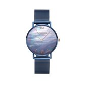 SJ WATCHES Melbourne horloge dames blauw rond Seashell - horloges voor vrouwen 36mm
