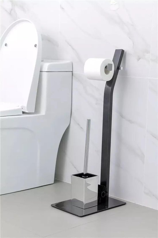 vrijstaande toiletrolhouder zwart vrijstaand, toilet badkamer... | bol.com