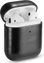 Let op type!! Echt leer gek paard textuur oortelefoon beschermende case voor Apple AirPods (zwart)