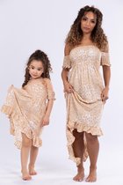 Kinder maxi jurk, Leopard, Our Little Pearls, maat one size, super stretch Maxi-dresses, kids, zomer, creme