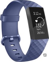 Fitbit Charge 3 & 4 -  Wearablebandje - Schubben Siliconen bandje - Navy Blue