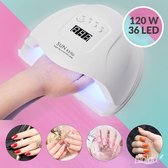 Nolad® Sun X5 MAX Nagellamp |WIT/White|UV Lamp 120 Watt 36 Leds|Nageldroger |gel en gellak nageldroger |pedicure en manicure|UV lamp gelnagels| Inclusief 100 schoonmaakdoekjes