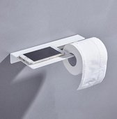 CoshX® Toiletrolhouder met legplankje / telefoonplankje - Handdoekrekje met plankje in 1 wit