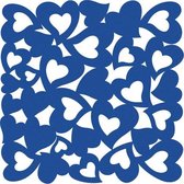 Hartjes vilt onderzetters  - Donkerblauw - 6 stuks - 9,5 x 9,5 cm - Tafeldecoratie - Glas onderzetter - Valentijn - Cadeau - Woondecoratie - Tafelbescherming - Onderzetters Voor Gl