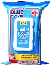 Lingettes désinfectantes Blue Wonder | 80 pièces avec de l'alcool désinfectant dans un emballage distributeur à emporter refermable pratique