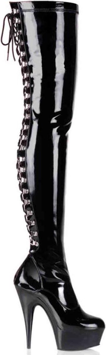 Pleaser - DELIGHT-3063 Plateau overknee Laarzen - US 14 - 45 Shoes - Zwart