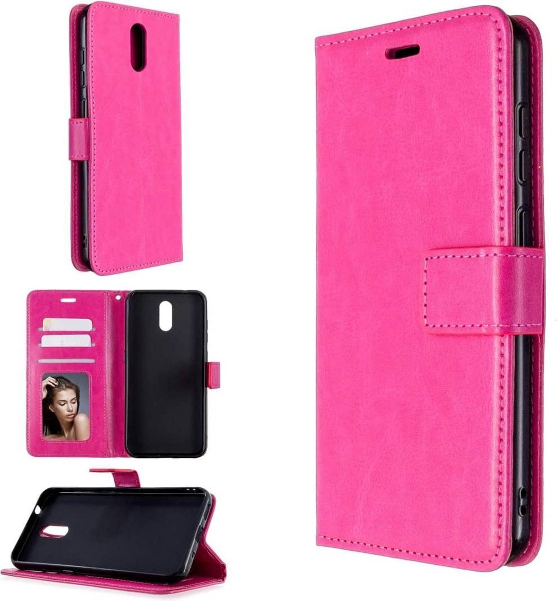 Nokia 2 hoesje book case roze