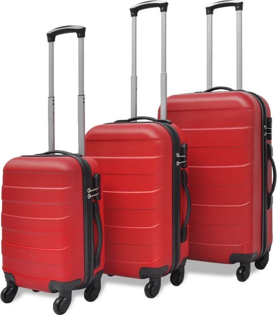 vidaXL Harde kofferset 3-delig rood