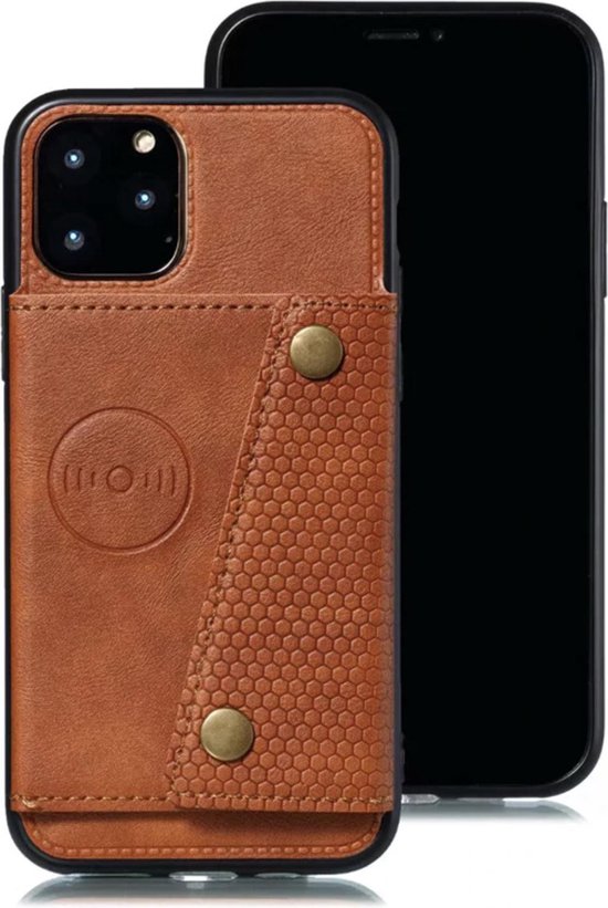 Opnieuw schieten Volwassenheid te rechtvaardigen Apple iPhone 11 Pro Backcover | Bruin | Leren Card Case | Pasjeshouder |  Magnetisch | bol.com