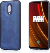 Voor OnePlus 6 Diaobaolee schokbestendig PU + TPU beschermhoes (blauw)