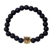 Fako Bijoux® - Buddha Armband - Uiltje - Goudkleurig - Zwart