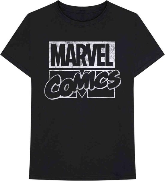 Marvel Heren Tshirt -M- Logo Zwart