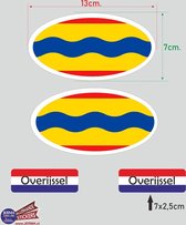 Provincie Overijssel vlaggen auto sticker set.