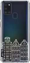 Casetastic Samsung Galaxy A21s (2020) Hoesje - Softcover Hoesje met Design - Amsterdam Canal Houses White Print