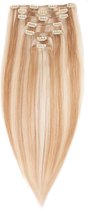 Clip in extensions 130gram  human hair straight kleur 18/613 20"50cm