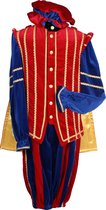 Hoofdpiet Pieten kostuum - Hoogwaardig kwaliteit fluweel - Piet Marbella - Rood en blauw - Maat M