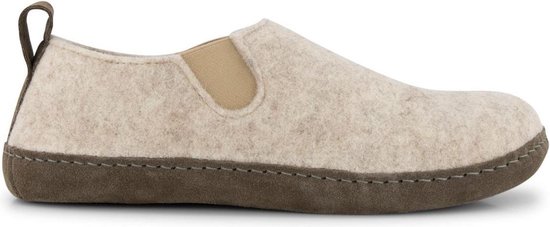 Travelin' In-Home Dames Sloffen - Wollen Pantoffels - Suede zool - Beige - Maat 37