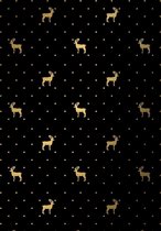 Zwart Goud Kerst papier Rendieren- Breedte 30 cm - 200m lang
