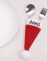 Bella Kids Decoratief Serveren - Bestek Kerst Muts - Kunststof - Rood - Gepersonaliseerd