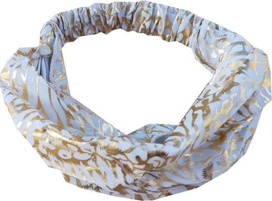 Haarband Bandana 3-in-1 Dierenprint Panter Wit Goud