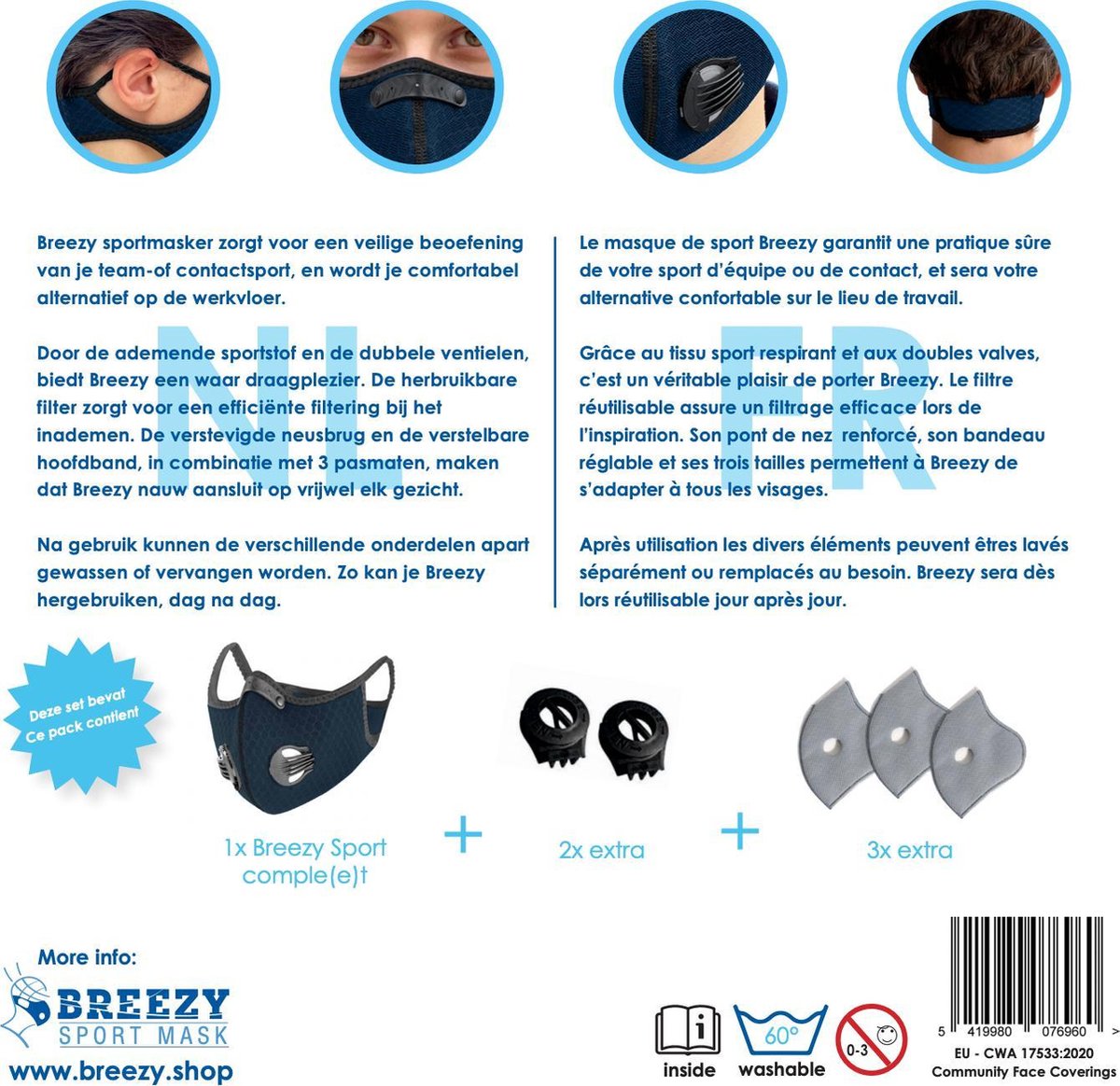 Lot De 5 Masques Buccaux Sport & Loisirs Noir - Protection Poussière, Pollen, Lavables, Taille Unique - Idéal Cyclisme, Randonnée, Jogging