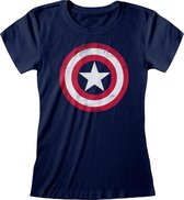 Captain America Distressed dames shirt - Marvelmaat XL