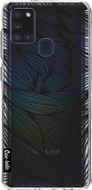 Casetastic Samsung Galaxy A21s (2020) Hoesje - Softcover Hoesje met Design - Wavy Outlines Black Print