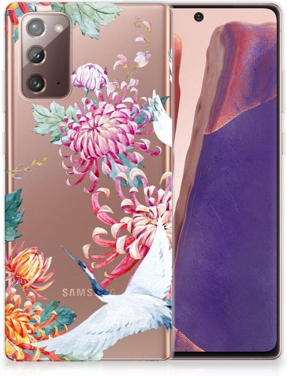 Samsung Note 20 TPU Hoesje Bird Flowers