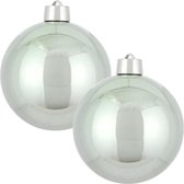 2x Grote kunststof kerstbal mint 20 cm - Groot formaat mintgroene kerstballen