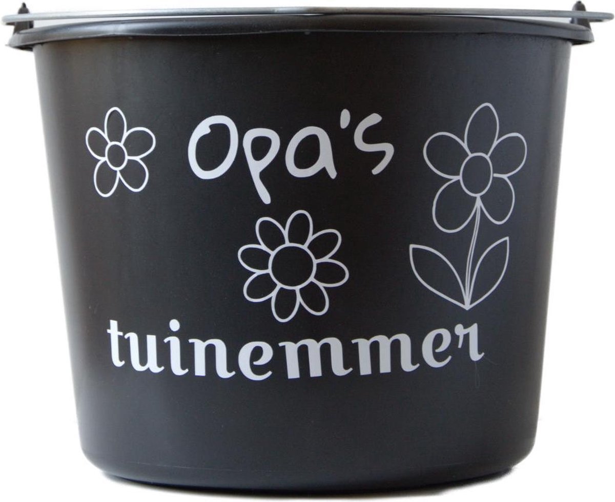 Goedkoopste Cadeau emmer – 12 liter – zwart – met tekst Opas tuinemmer