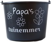 Cadeau emmer – 12 liter – zwart – met tekst: Papas tuinemmer