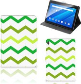 Case Lenovo Tab E10 Hoesje met Magneetsluiting Ontwerpen Zigzag Groen