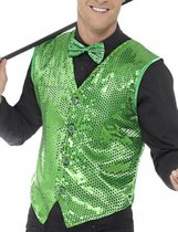 SMIFFYS - Groen gilet met lovertjes voor volwassenen - XL - Volwassenen kostuums