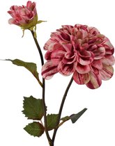 Viv! Home Luxuries Dahlia - zijden bloem - roze gestreept - 49cm - topkwaliteit