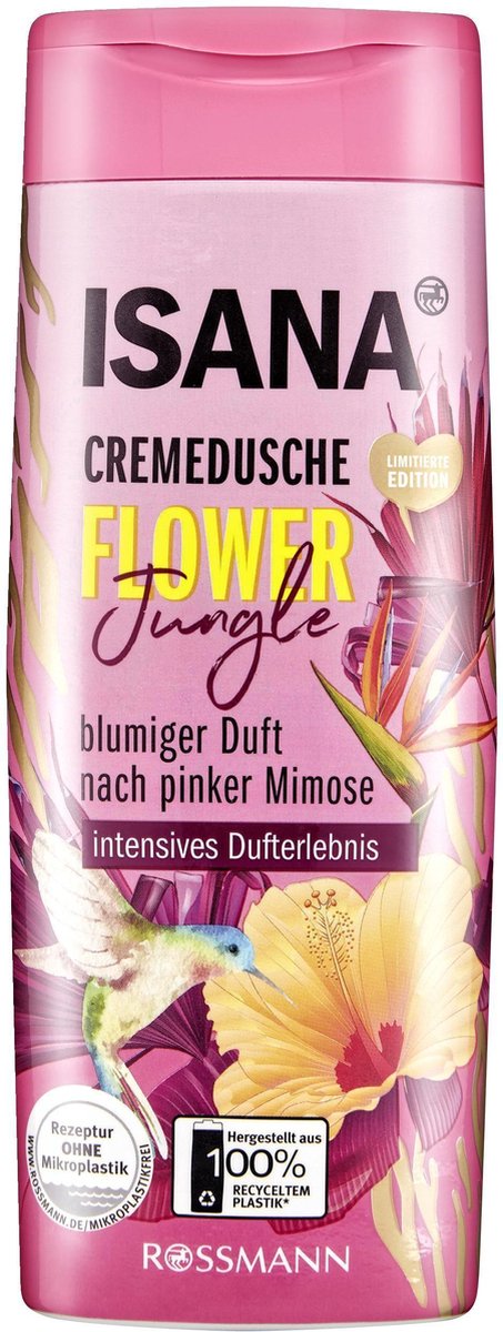 ISANA Douchecrème Flower Jungle - bloemengeur van roze mimosa - pH-huidneutraal (300 ml)