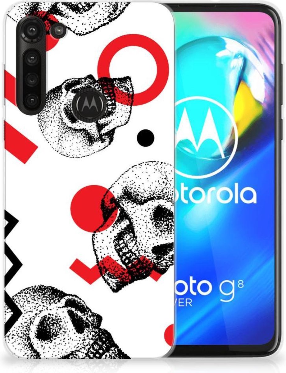 Silicone Back Case Motorola Moto G8 Power Skull Red