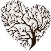 Wanddecoratie - Hartvormige boom / levensboom - Metaaldecoratie boom in hartvorm - 59,7 x 63 centimeter