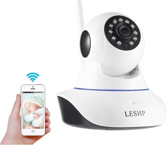 Product: IP-camera, LESHP 1080P 2.0 MP FHD WiFi IP Cam Surveillance beveiligingssysteem Video-opname P2P Pan Tilt afstandsbediening Bewegingsdetectie Alarm Nachtzicht met tweeweg audio-ondersteuning 64 GB SD, van het merk LESHP