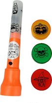 Halloween Zaklantaarn - Musthave - Projectie zaklamp - 3 verschillende schijfjes - Oranje - Kunststof - Ø 4 x 16 cm