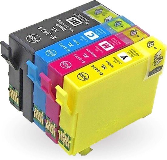 MediaHolland - Huismerk Inkt Cartridges voor Epson 34XL Printers - Set van 4 Stuks - 4 Kleuren - Epson Inktpatronen, Cartridge