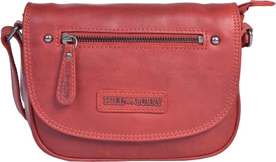 Hillburry 100% cuir sac à bandoulière bordeaux rouge sac bandoulière femme  rouge | bol.com