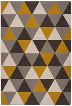 Kayoom laagpolig vloerkleed met driehoekspatroon 160 x 230 Goud