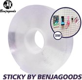 BenjaGoods Dubbelzijdig Tape - Herbruikbaar - Dubbelzijdig plakband - Nano Tape - Grip Tape - Plakkers - 5 meter