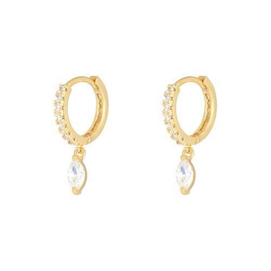Boucles d'oreilles Yehwang ovale pierre or
