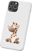 Apple Iphone 11 Pro Max Wit siliconen hoesje - Schattig girafje